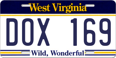 WV license plate DOX169
