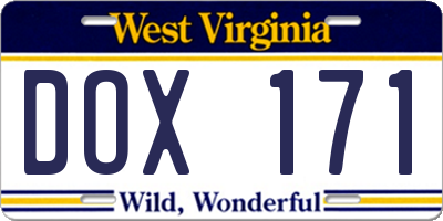 WV license plate DOX171