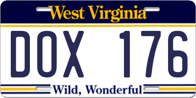 WV license plate DOX176