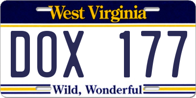 WV license plate DOX177