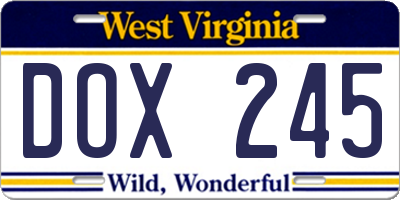 WV license plate DOX245