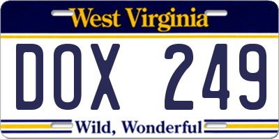 WV license plate DOX249