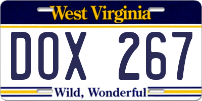 WV license plate DOX267