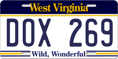 WV license plate DOX269