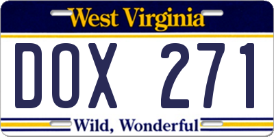 WV license plate DOX271
