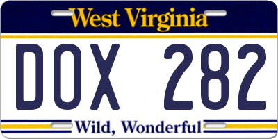 WV license plate DOX282