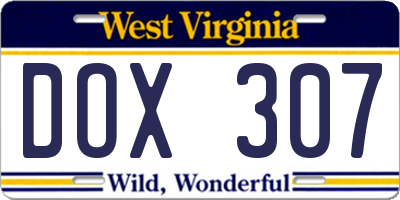 WV license plate DOX307