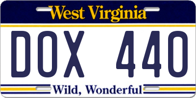 WV license plate DOX440