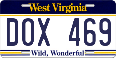 WV license plate DOX469