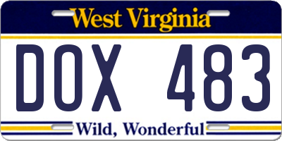 WV license plate DOX483