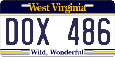 WV license plate DOX486