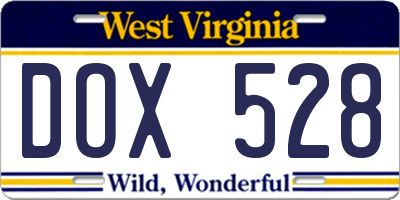 WV license plate DOX528