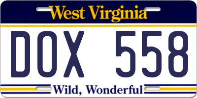 WV license plate DOX558