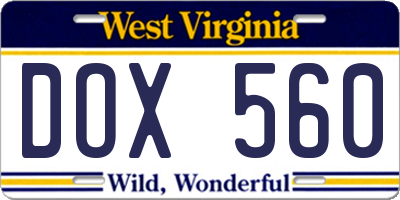 WV license plate DOX560