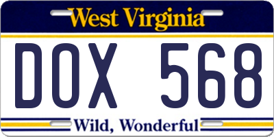 WV license plate DOX568