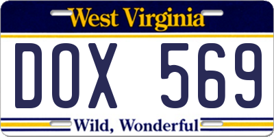 WV license plate DOX569