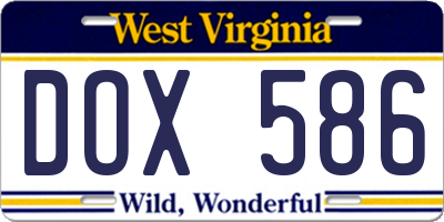 WV license plate DOX586