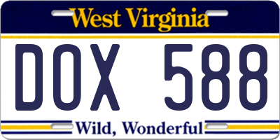 WV license plate DOX588