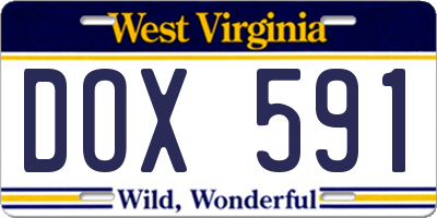 WV license plate DOX591