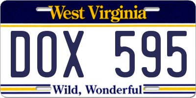 WV license plate DOX595