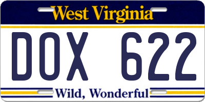 WV license plate DOX622