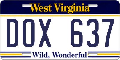 WV license plate DOX637
