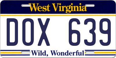 WV license plate DOX639