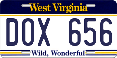 WV license plate DOX656
