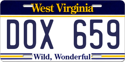 WV license plate DOX659