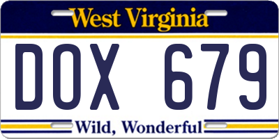 WV license plate DOX679