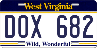 WV license plate DOX682