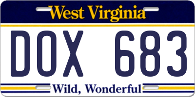 WV license plate DOX683