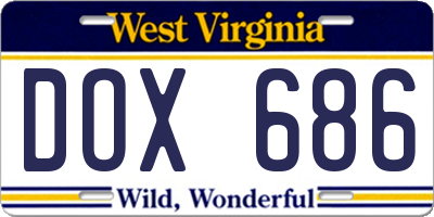 WV license plate DOX686
