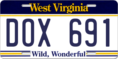 WV license plate DOX691