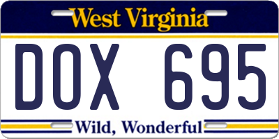 WV license plate DOX695