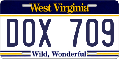WV license plate DOX709