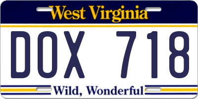 WV license plate DOX718