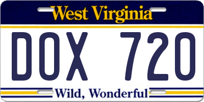 WV license plate DOX720