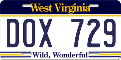 WV license plate DOX729