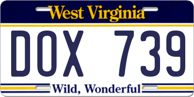 WV license plate DOX739