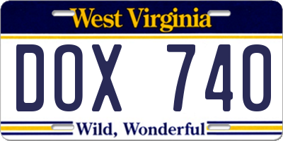 WV license plate DOX740