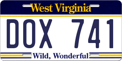 WV license plate DOX741