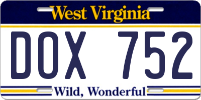 WV license plate DOX752