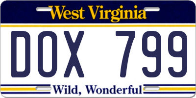 WV license plate DOX799