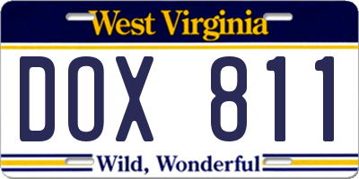 WV license plate DOX811