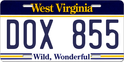 WV license plate DOX855