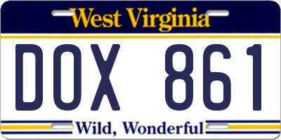WV license plate DOX861