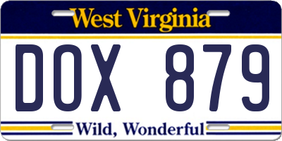 WV license plate DOX879