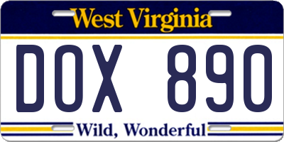 WV license plate DOX890