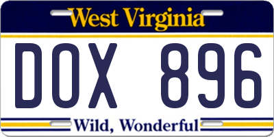 WV license plate DOX896